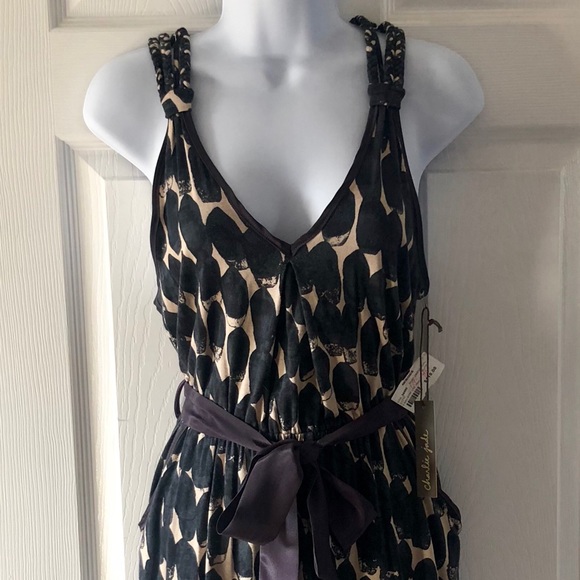 Charlie Jade Navy Tan Braided Pocket Tie Dress - Picture 2 of 6